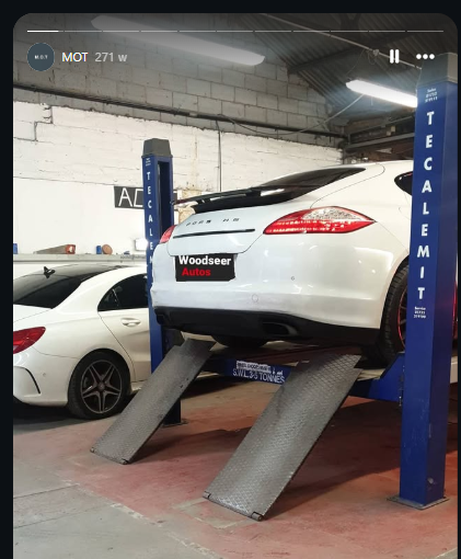 Porsche Panamera on the ramp for inspection